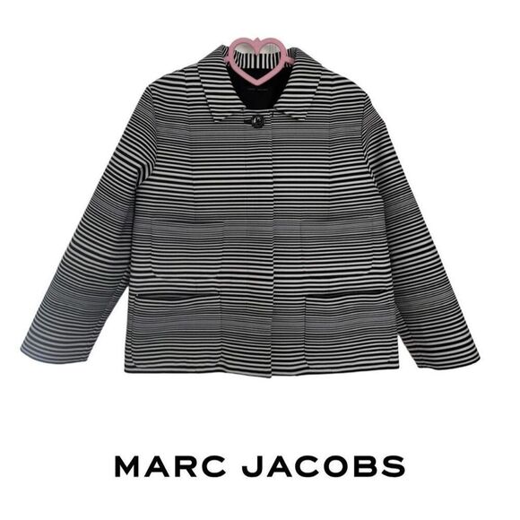 Marc Jacobs Black White Elegant Cocktail Formal Striped Blazer Made in Italy 10 - Picture 1 of 11